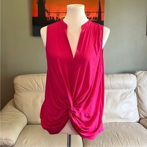 Lush sleeveless Blouse twist knot front long tunic back